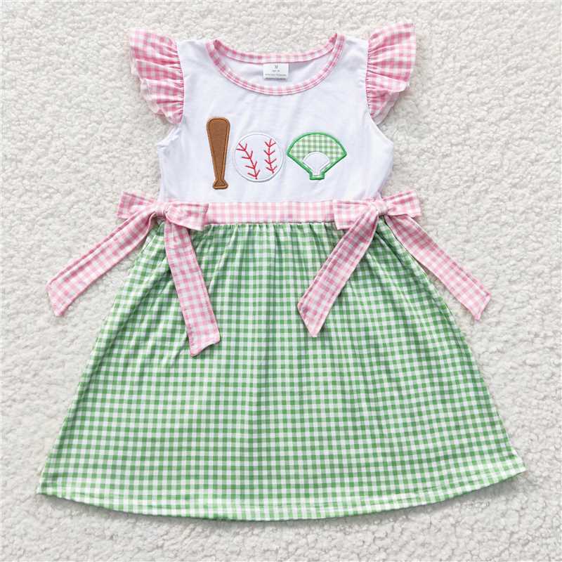 Girl Sets Sibling Baby Boy Romper Baseball Green Checked Summer Outfits Suits