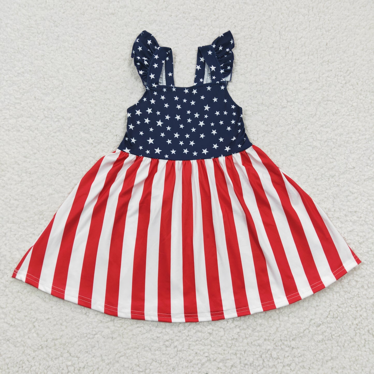 GSD0289 Baby Girls 4th of July Star Stripe Knee Length Dresses