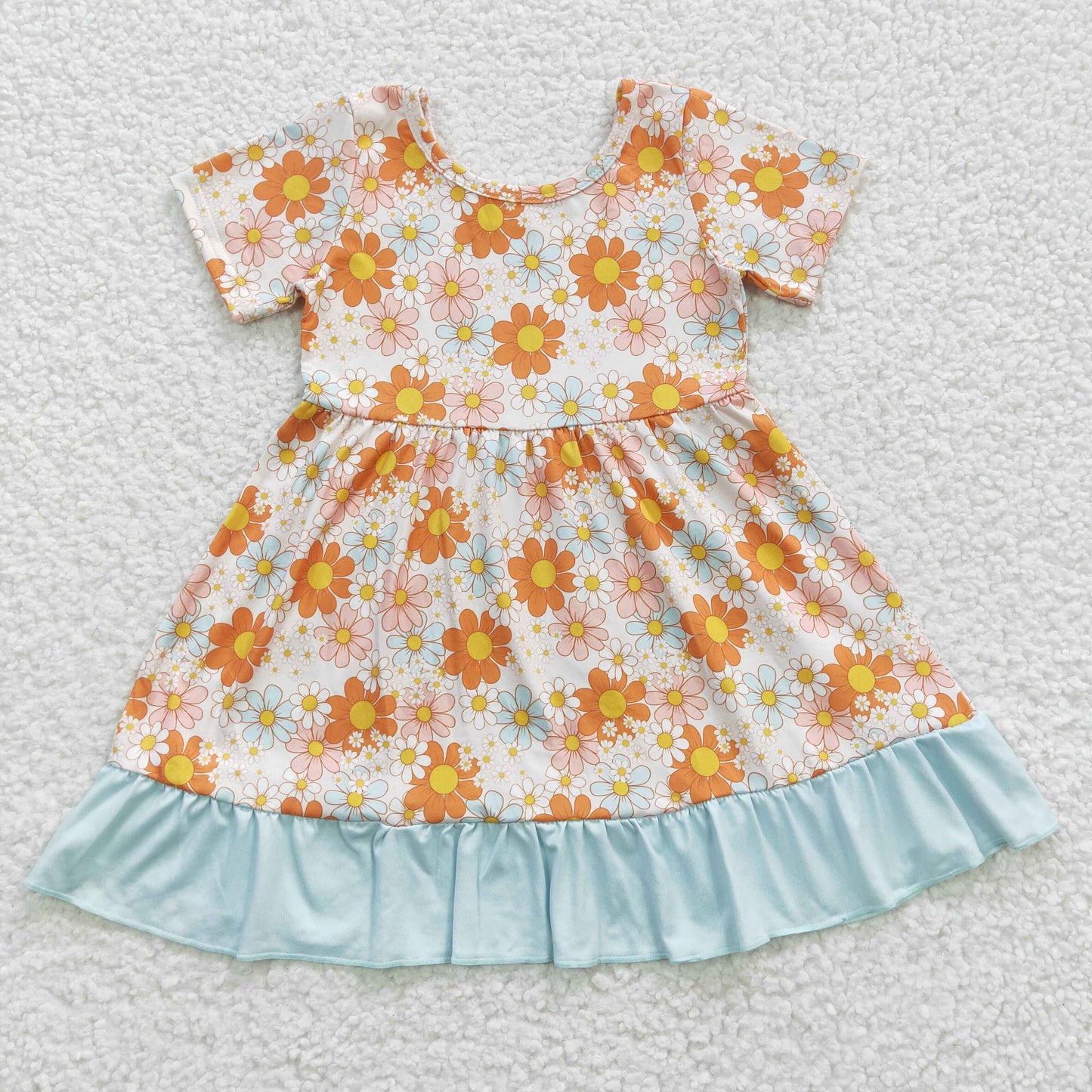 GSD0331 Baby Girl Flowers Ruffle Knee Length Dresses