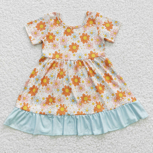 GSD0331 Baby Girl Flowers Ruffle Knee Length Dresses