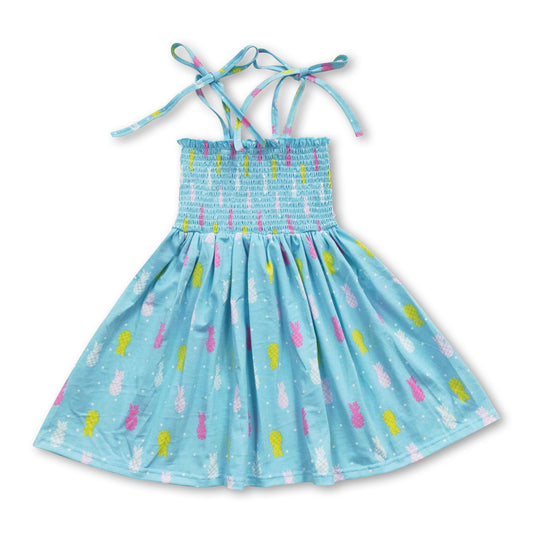 6.23 RTS NO MOQ GSD0350 Multicolored Pineapple Blue Elastic Dress