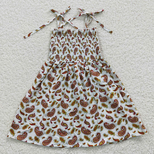 GSD0373 Baby Girl Paisley Elastic Knee Length Dresses