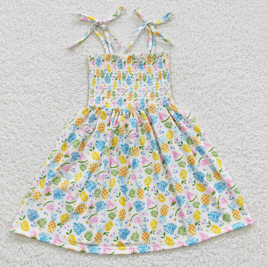 GSD0374 Baby Girl Pineapple Elastic Knee Length Dresses