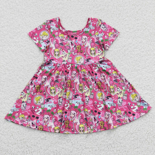 GSD0381 Baby Girl Pink Doll Knee Length Dresses