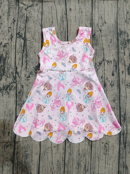 GSD2489 Preorder Sample Baby Girls Pink Sleeveless Princess Yoga Knee Length Dresses