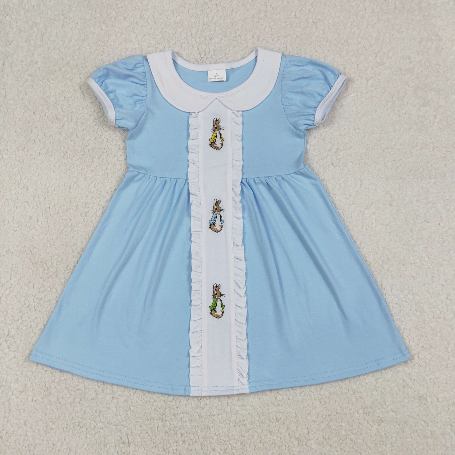 Sibling Baby girl clothes Embroidery easter short sleeve dress and Rompers