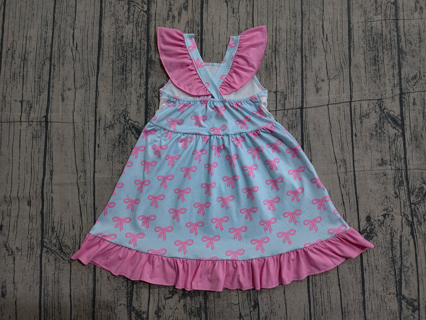 GSD2980 Preorder Sample Baby Girl Flutter Sleeve Mama's Girl Bows Plaid Ruffle Knee length Dresses