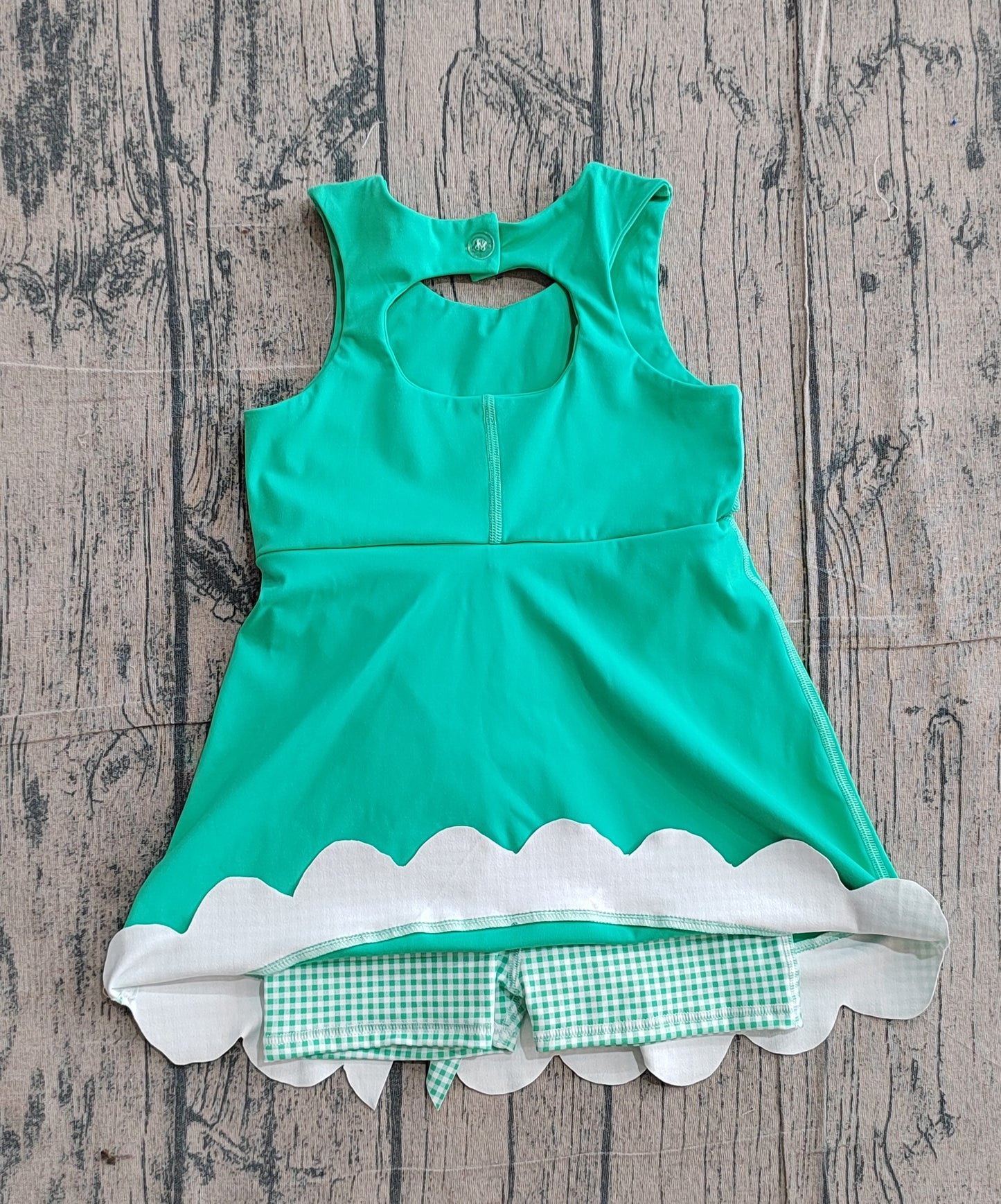 GSD3029 Preorder Sample Baby Girl Green Sleeveless Yoga Shorts Bows Knee Length Dresses