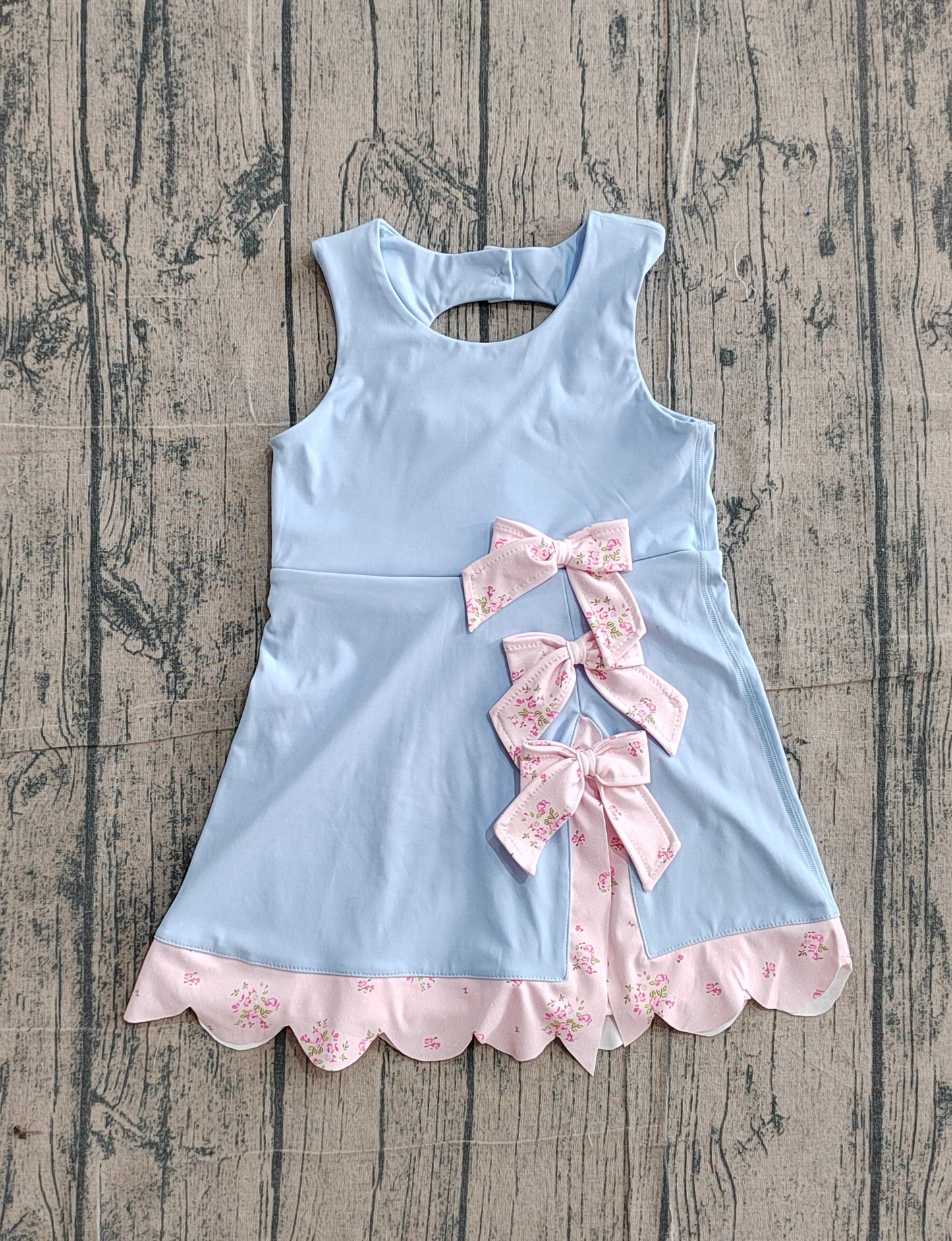GSD3030 Preorder Sample Baby Girl Lavender Sleeveless Yoga Shorts Bows Knee Length Dresses