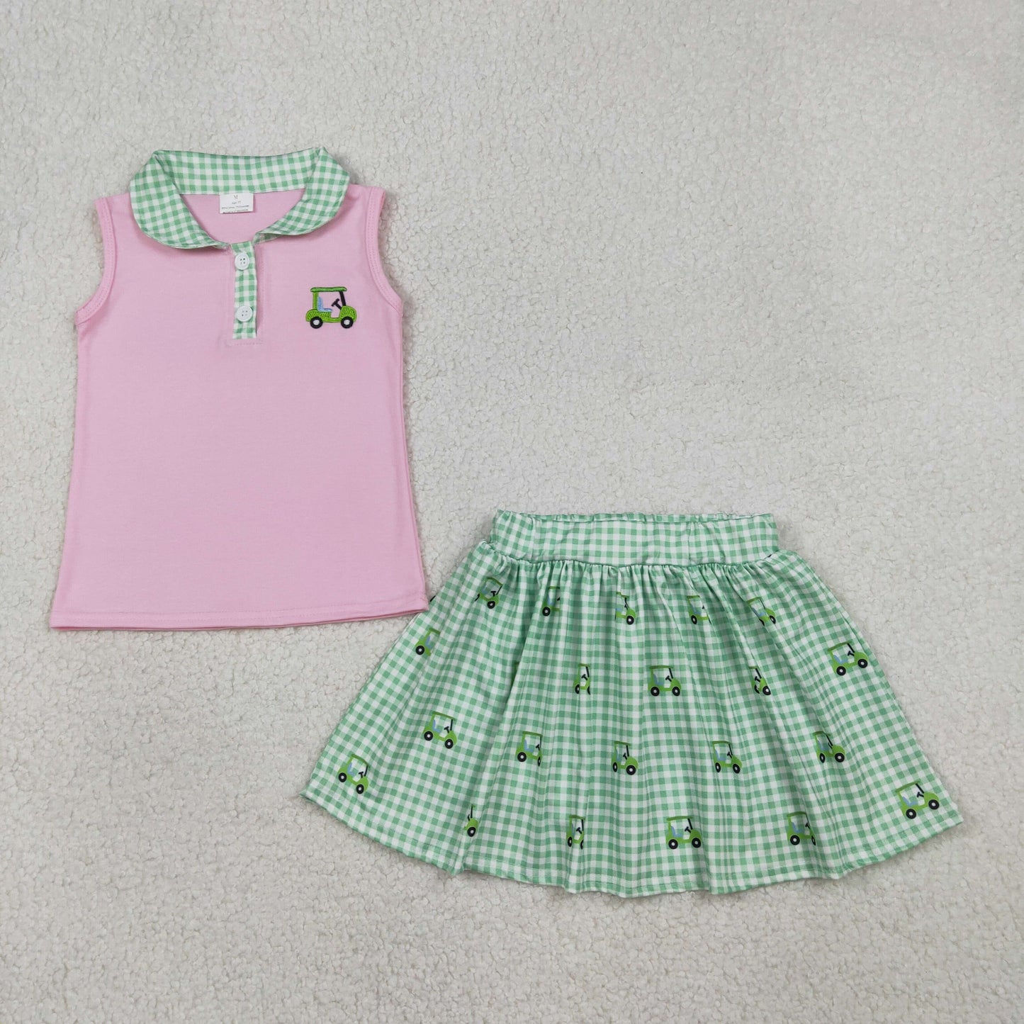 Sibling Baby Girls boy clothes embroidery golf short sleeve shorts Clothes Sets and skirts sets