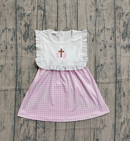 Pre-order no moq GSD3201 pre-order baby girl clothes embroidery easter sleeveless summer dress-26.1.14