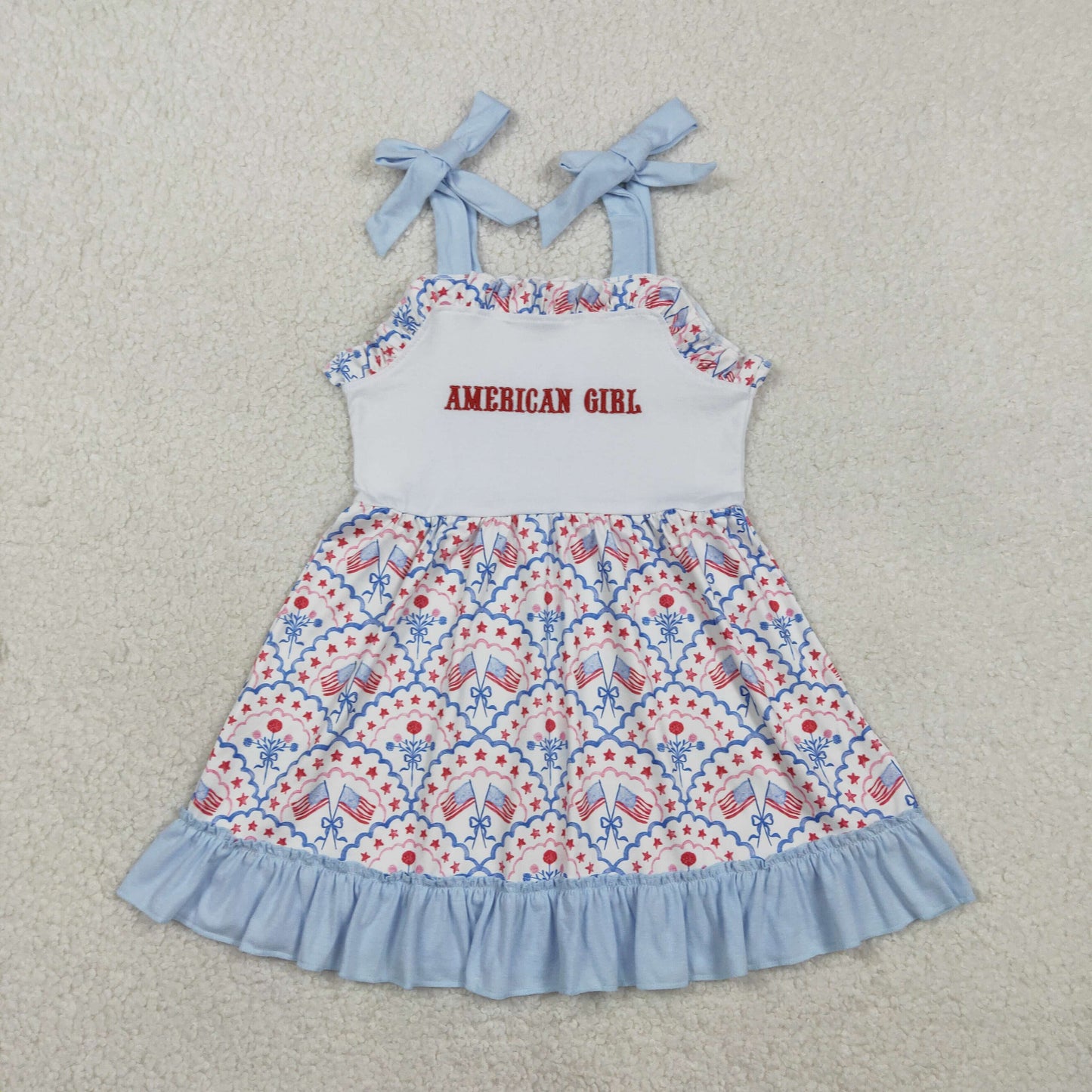 Sibling Baby girls clothes embroidery 4th of july shorts Sleeve dress and romper