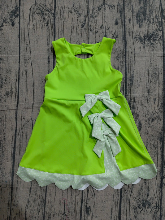 GSD3316 Preorder Sample Baby Girls Light Green Sleeveless Bows Yoga Ruffle Shorts Knee Length Dresses
