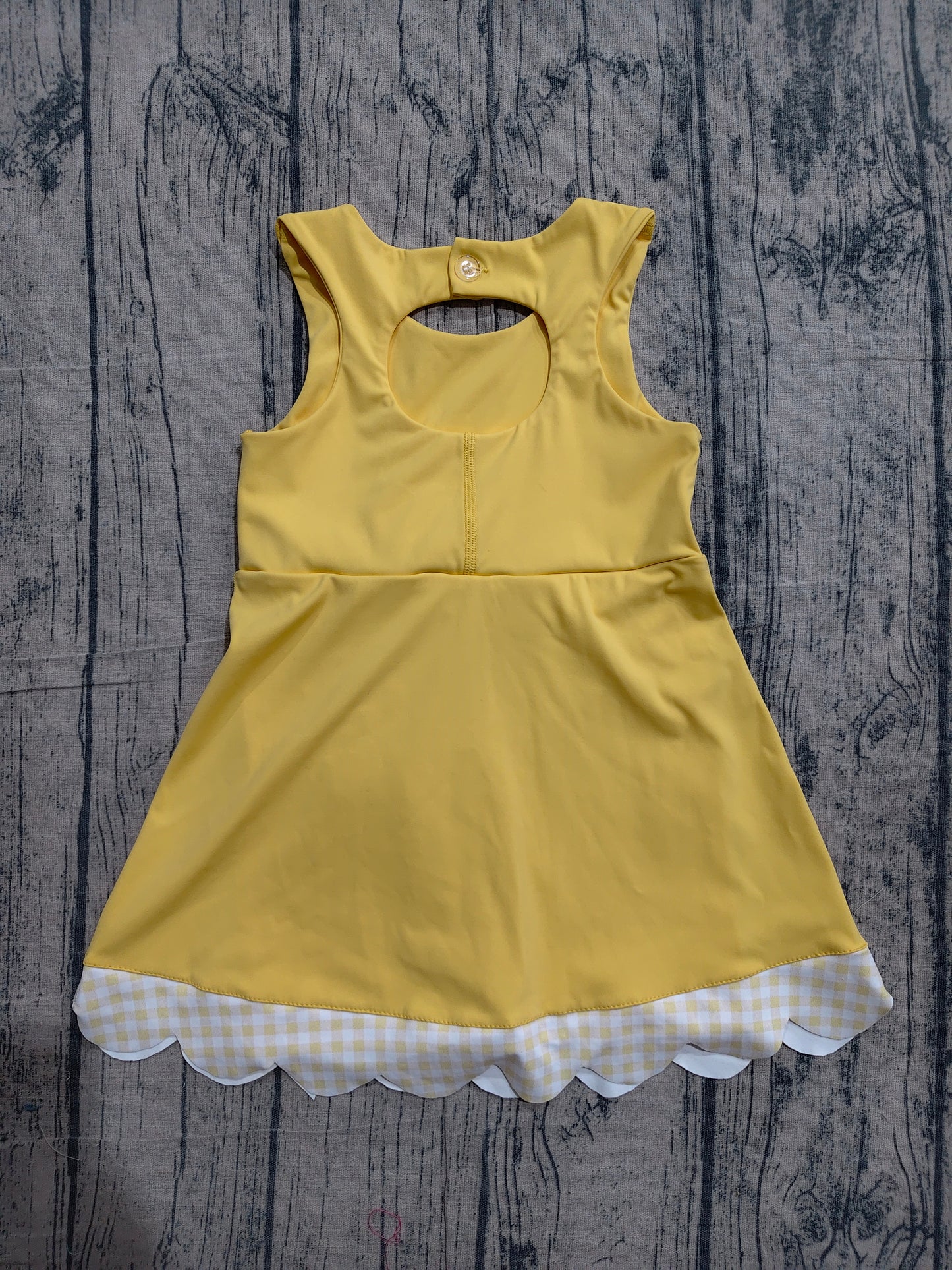 GSD3318 Preorder Sample Baby Girls Yellow Sleeveless Bows Yoga Ruffle Shorts Knee Length Dresses