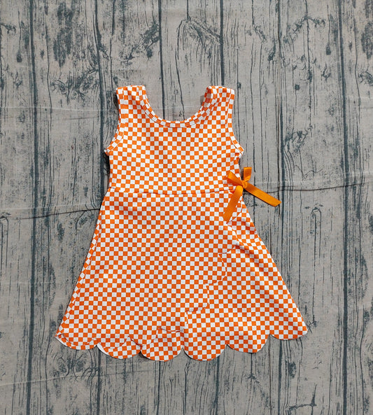 Pre-order no moq GSD3428 pre-order baby girl clothes yoga orange sleeveless summer dress-26.1.14