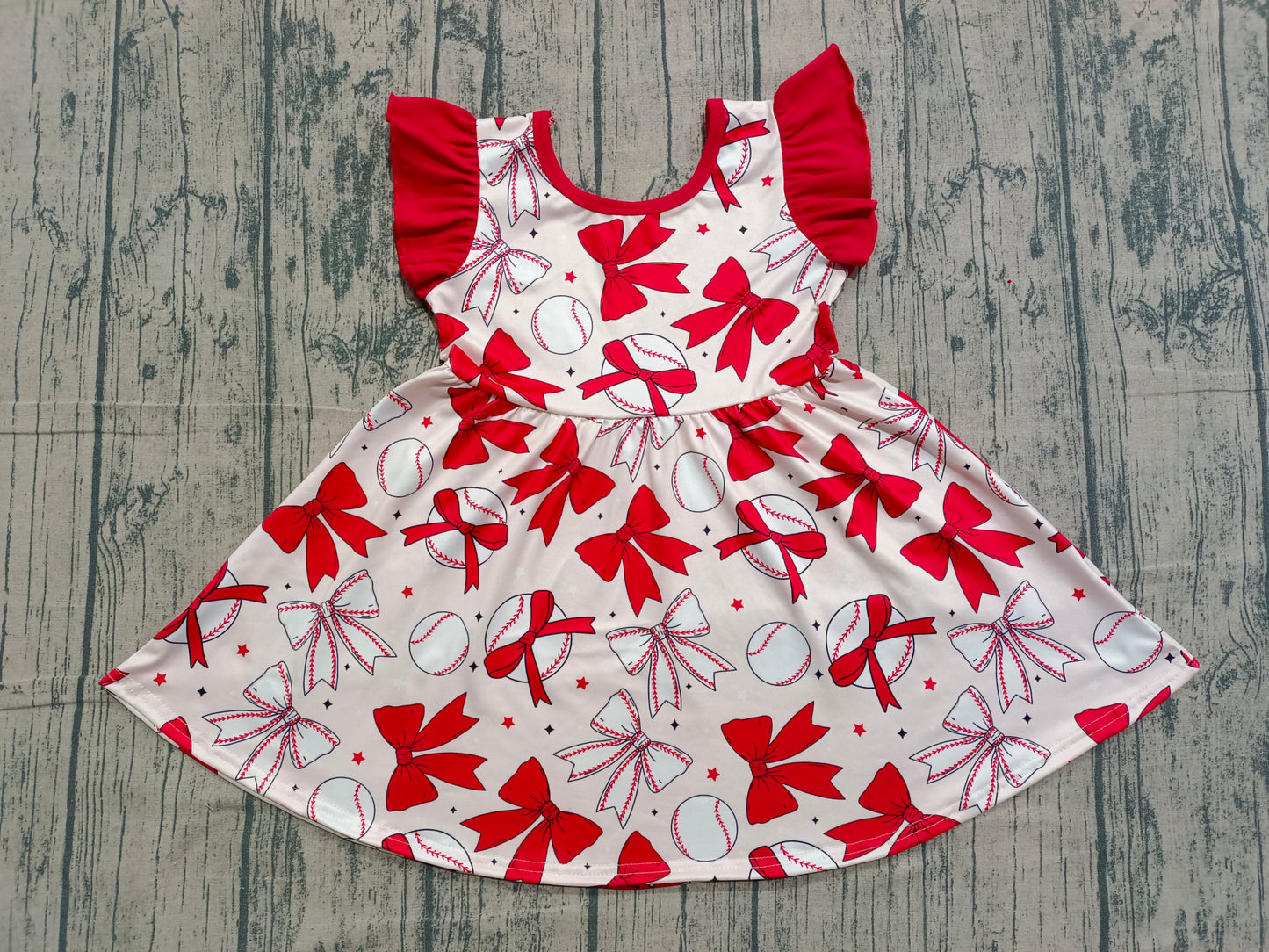 Pre-order no moq GSD3456 pre-order baby girl clothes bow red flying sleeve summer dress-26.1.20
