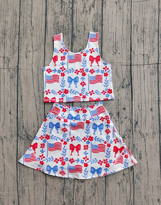 GSD3499 pre-order baby girl clothes bows toddler girl 4th of July yoga skirt outfit-26.1.22