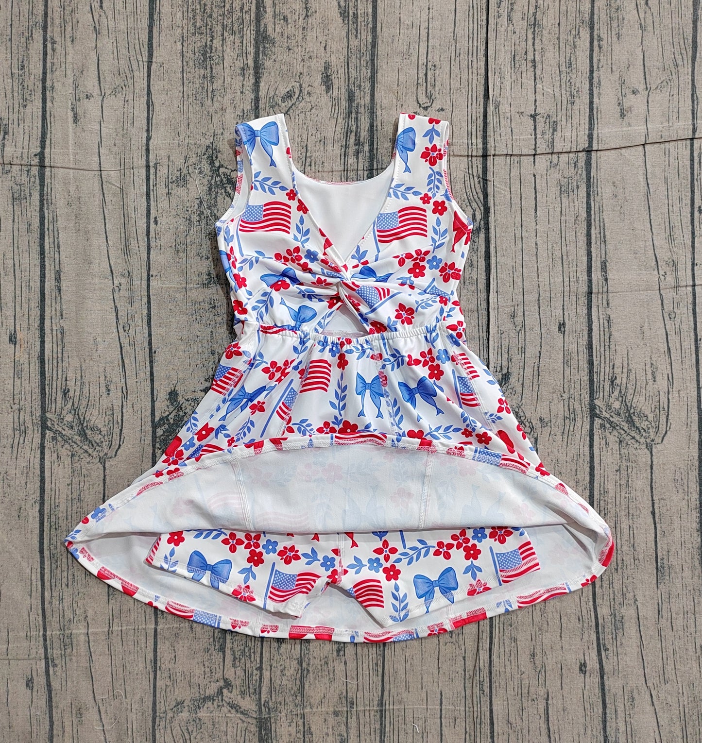 GSD3500 pre-order toddler clothes flag print girl 4th of July yoga summer dress-26.1.22