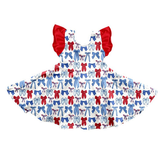 Pre-order no moq GSD3515 pre-order baby girl clothes bow flying sleeve summer dress-25.12.29