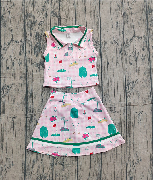 Pre-order no moq GSD3520 pre-order baby girl clothes yoga sleeveless summer skirt sets-26.1.14