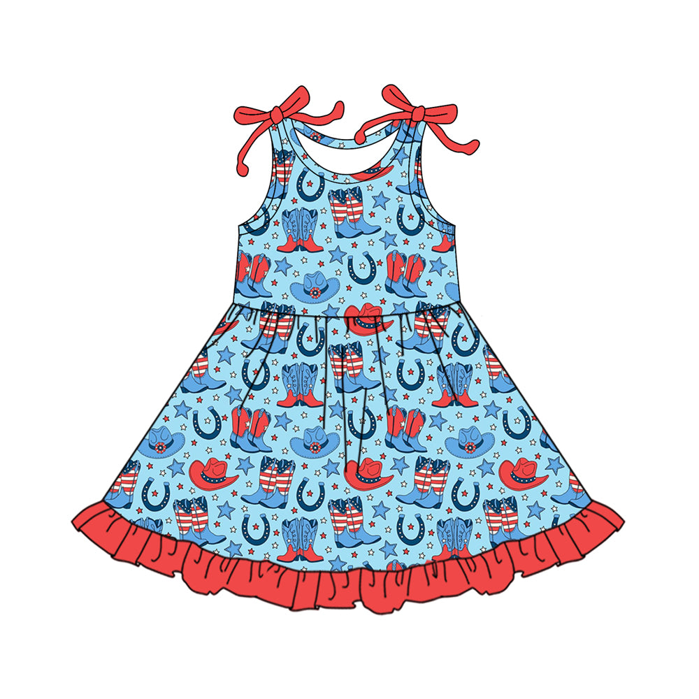 Pre-order no moq GSD3522 pre-order baby girl clothes boot hat blue suspender summer dress-25.12.30