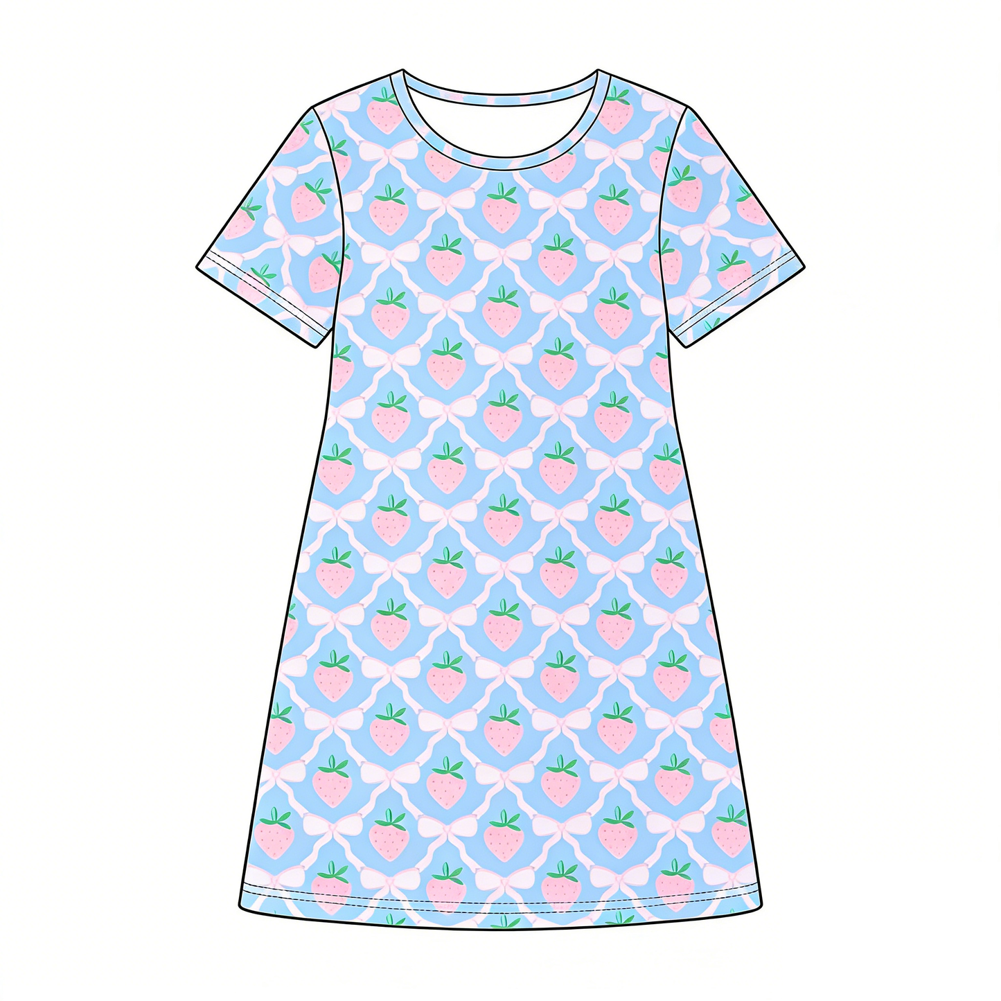 Pre-order no moq GSD3527 pre-order baby girl clothes strawberry bow short sleeve summer dress-25.12.30