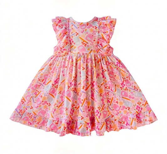 Pre-order no moq GSD3529 pre-order baby girl clothes flying sleeve summer dress-25.12.31