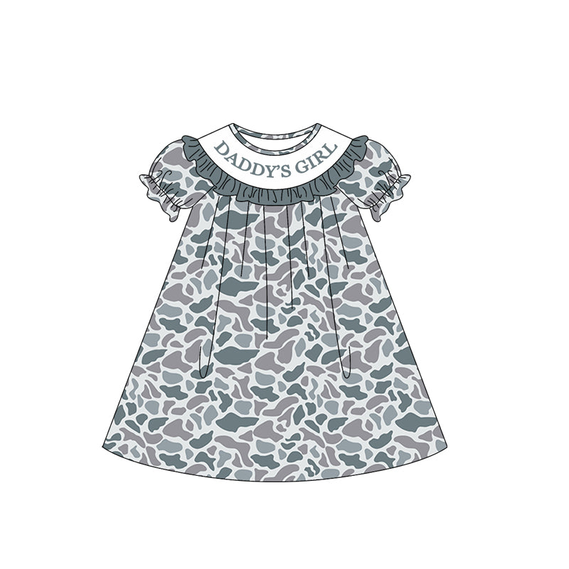 Pre-order no moq GSD3541 pre-order baby girl clothes DADDY camouflage short sleeve summer dress-26.1.1
