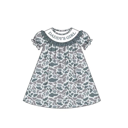 Pre-order no moq GSD3541 pre-order baby girl clothes DADDY camouflage short sleeve summer dress-26.1.1