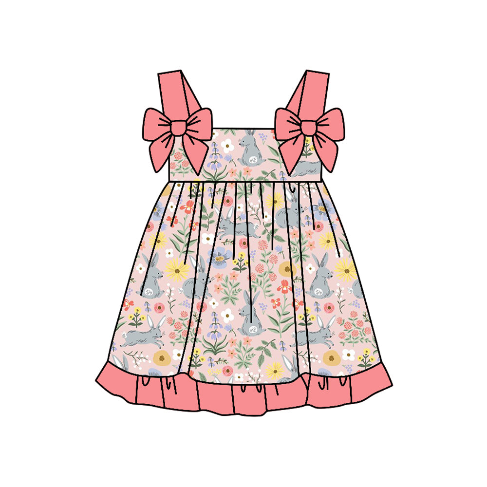 Pre-order no moq GSD3551 pre-order baby girl clothes easter bunny floral sleeveless summer dress-26.1.2