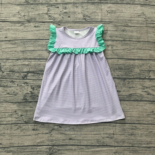 GSD3560 Preorder Sample Baby Girl Sleeveless Purple Stripe Knee Length Dresses