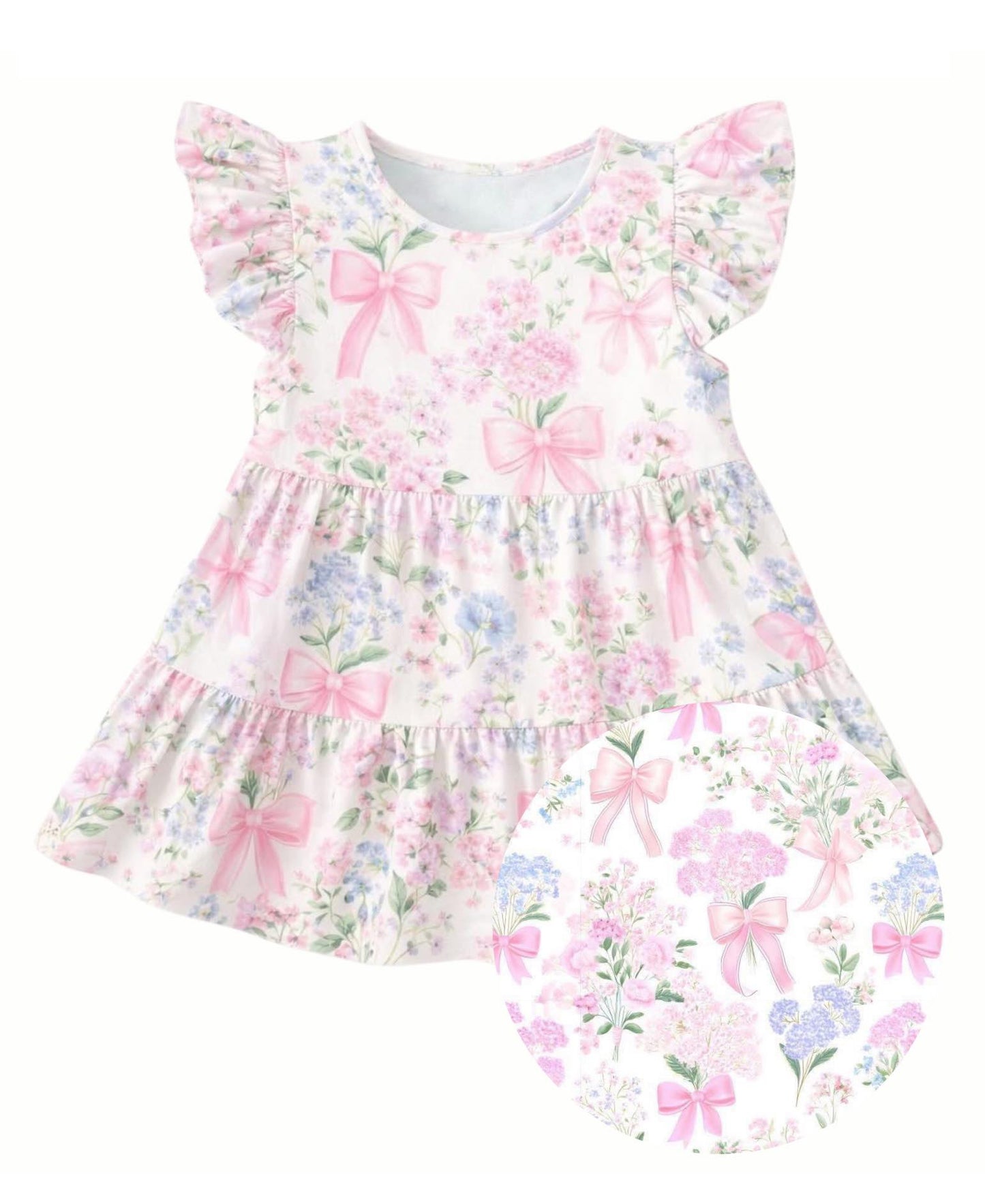 Pre-order no moq GSD3571 pre-order baby girl clothes bow floral flying sleeve summer dress-26.1.8