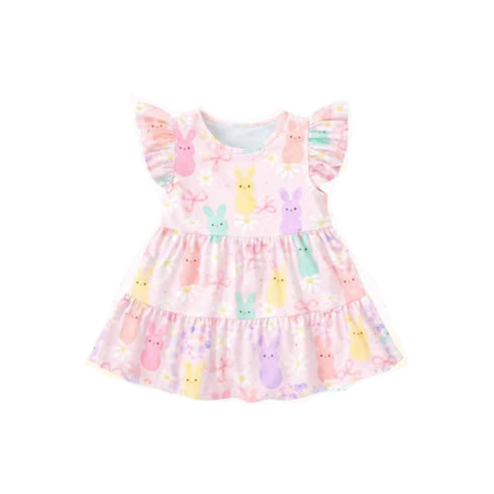 Pre-order no moq GSD3575 pre-order baby girl clothes bow bunny flying sleeve summer dress-26.1.8