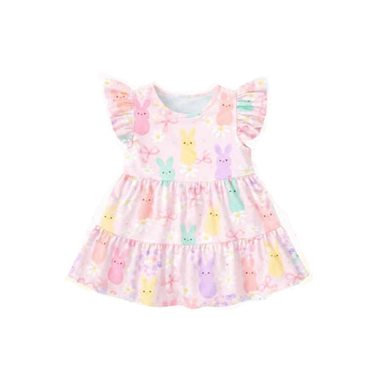 Pre-order no moq GSD3575 pre-order baby girl clothes bow bunny flying sleeve summer dress-26.1.8