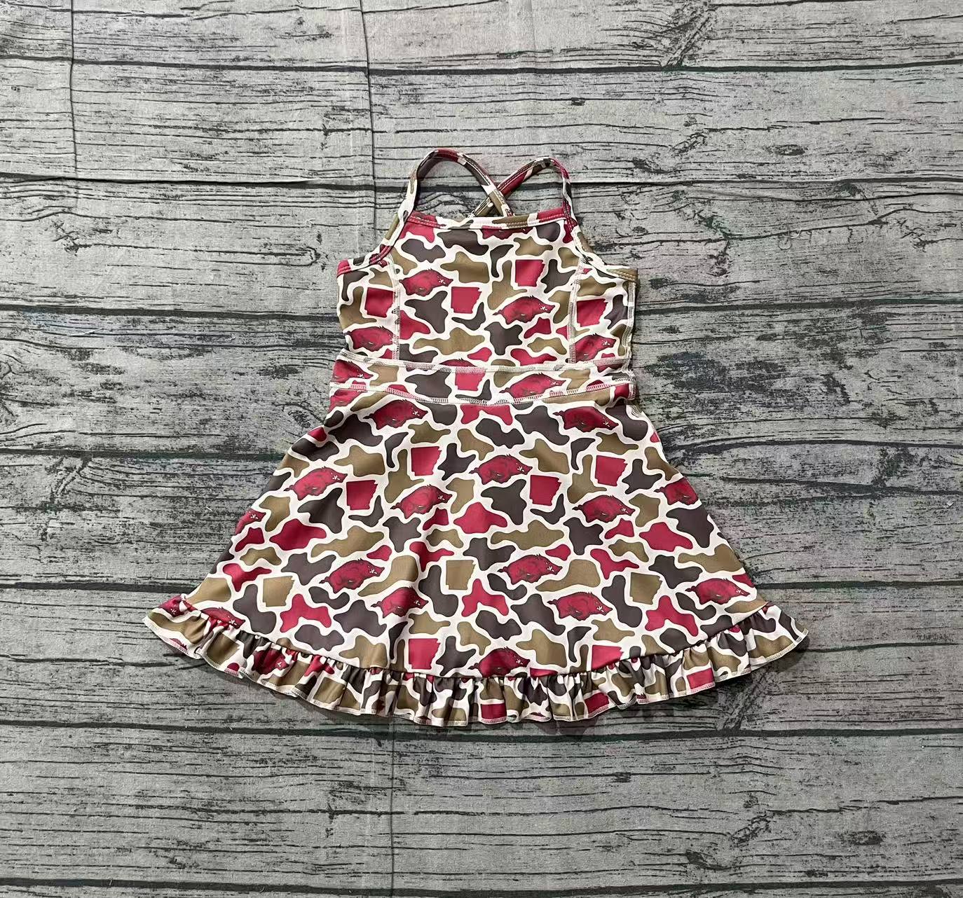 Pre-order no moq GSD3587 pre-order baby girl clothes summer yoga team camouflage sleeveless dress-26.1.25