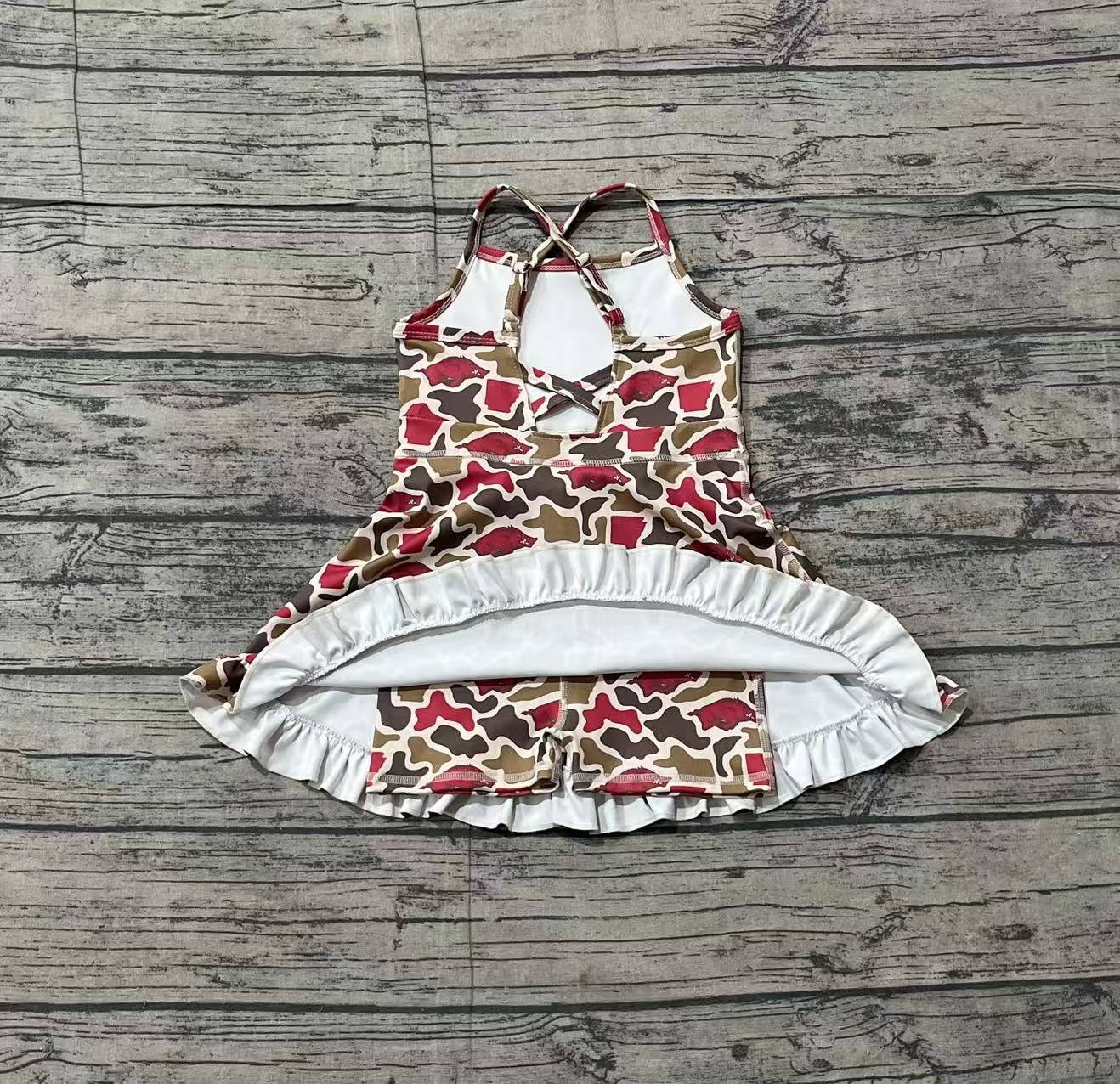 Pre-order no moq GSD3587 pre-order baby girl clothes summer yoga team camouflage sleeveless dress-26.1.25