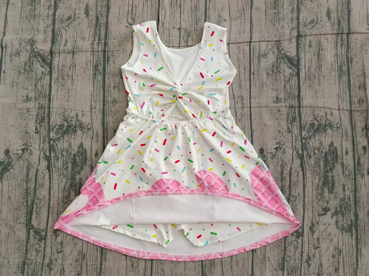GSD3594 Preorder IRL Baby Girl Pink Drip Sprinkles Team Yoga Active Shorts Knee Length Dresses