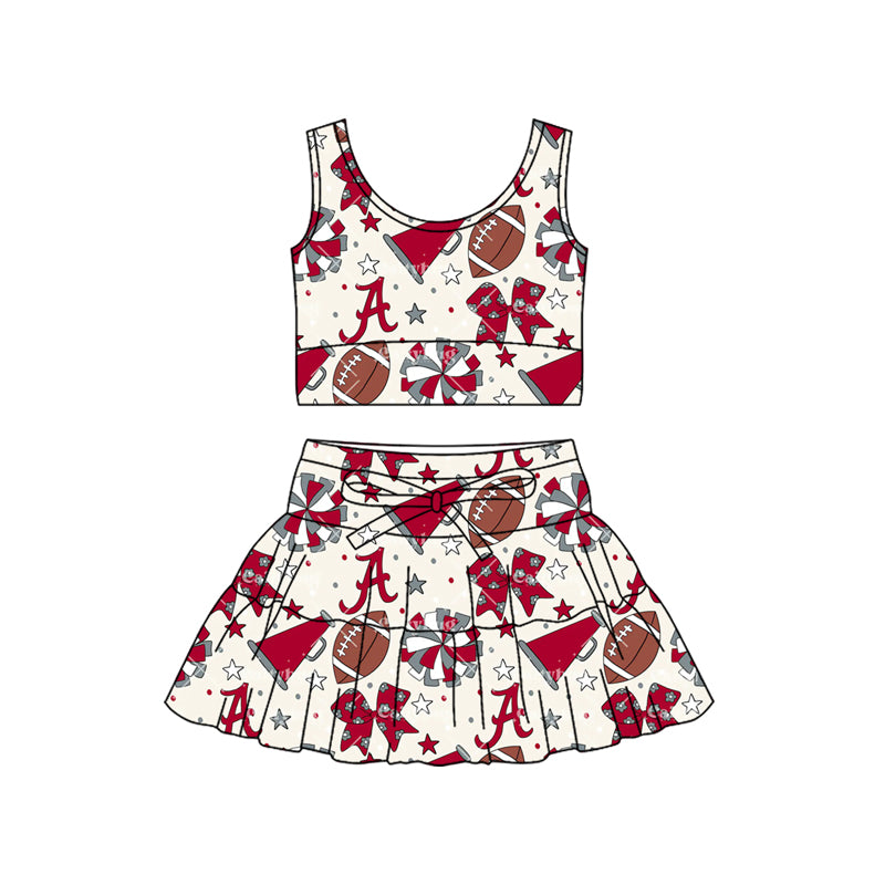 Pre-order no moq GSD3595 pre-order baby girl clothes summer yoga team sleeveless skirts sets-26.1.9