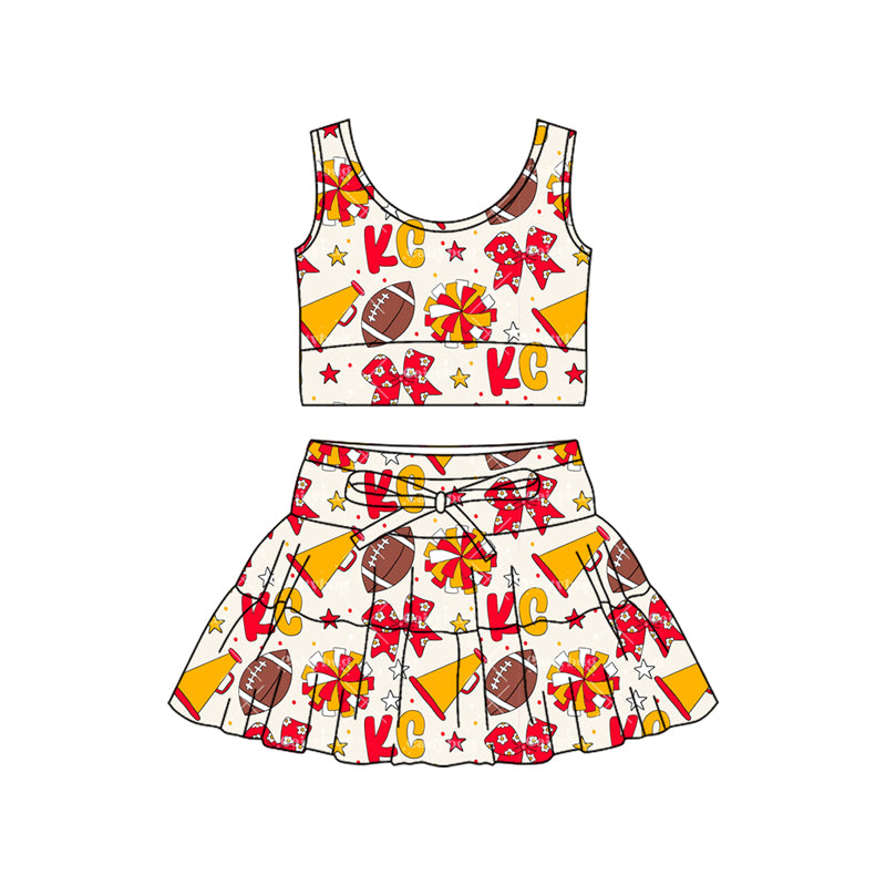 Pre-order no moq GSD3596 pre-order baby girl clothes summer yoga team sleeveless skirt sets-26.1.9