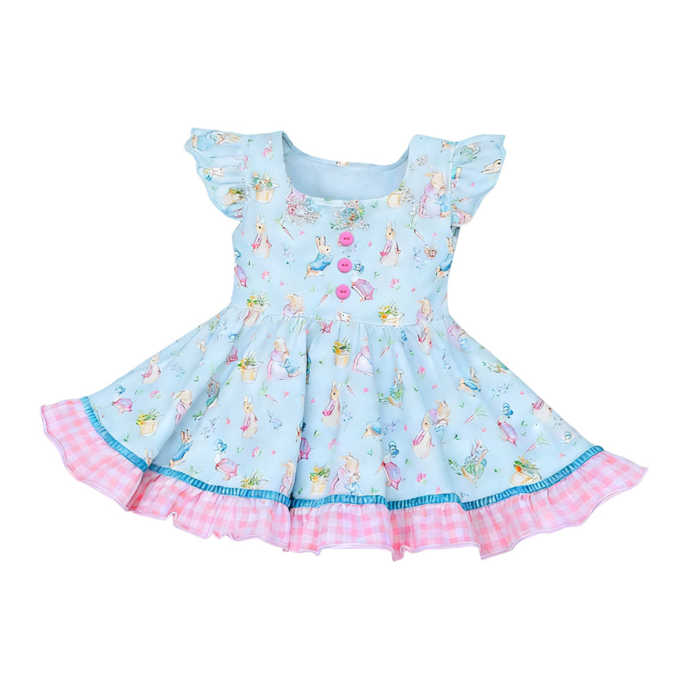 Pre-order no moq GSD3600 pre-order baby girl clothes bunny flying sleeve summer dress-26.1.9