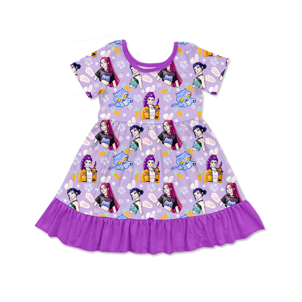 Pre-order no moq GSD3602 pre-order baby girl clothes cartoon short sleeve summer dress-26.1.9