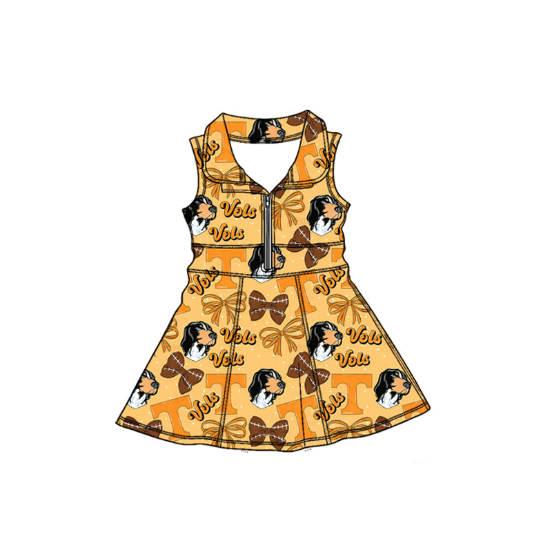 Pre-order no moq GSD3603 pre-order baby girl clothes summer yoga team sleeveless dress-26.1.10