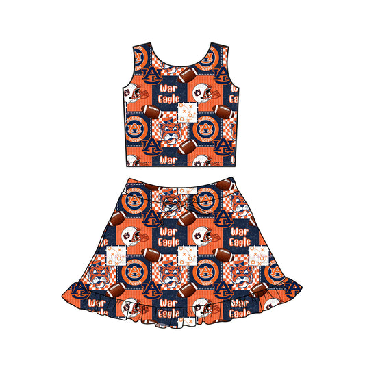 Pre-order no moq GSD3611 pre-order baby girl clothes summer yoga team sleeveless skirt sets-26.1.10