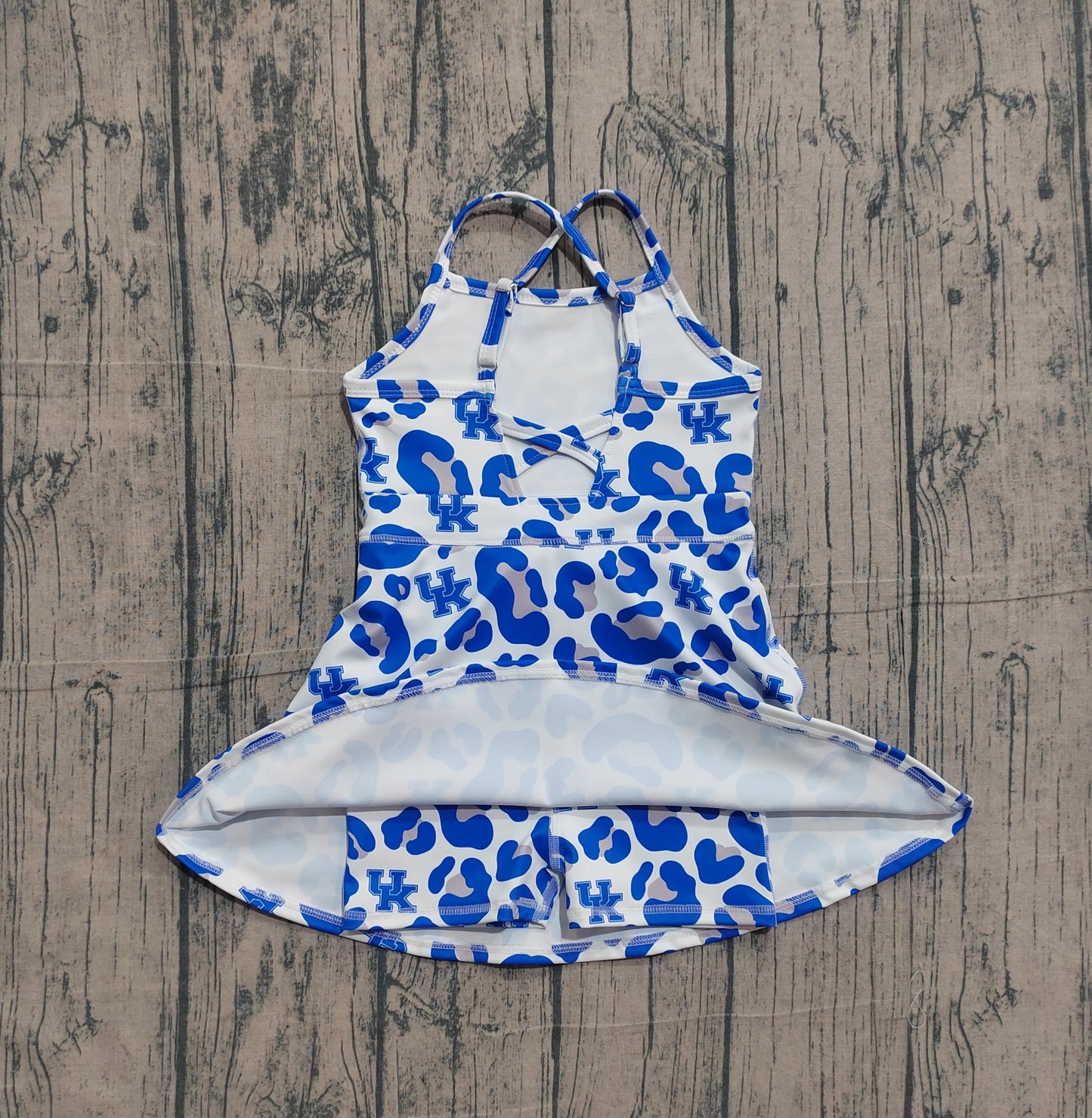Pre-order no moq GSD3630 pre-order baby girl clothes summer yoga team camouflage blue sleeveless dress-26.1.19
