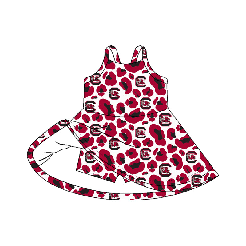 Pre-order no moq GSD3633 pre-order baby girl clothes summer yoga team camouflage red sleeveless dress-26.1.13