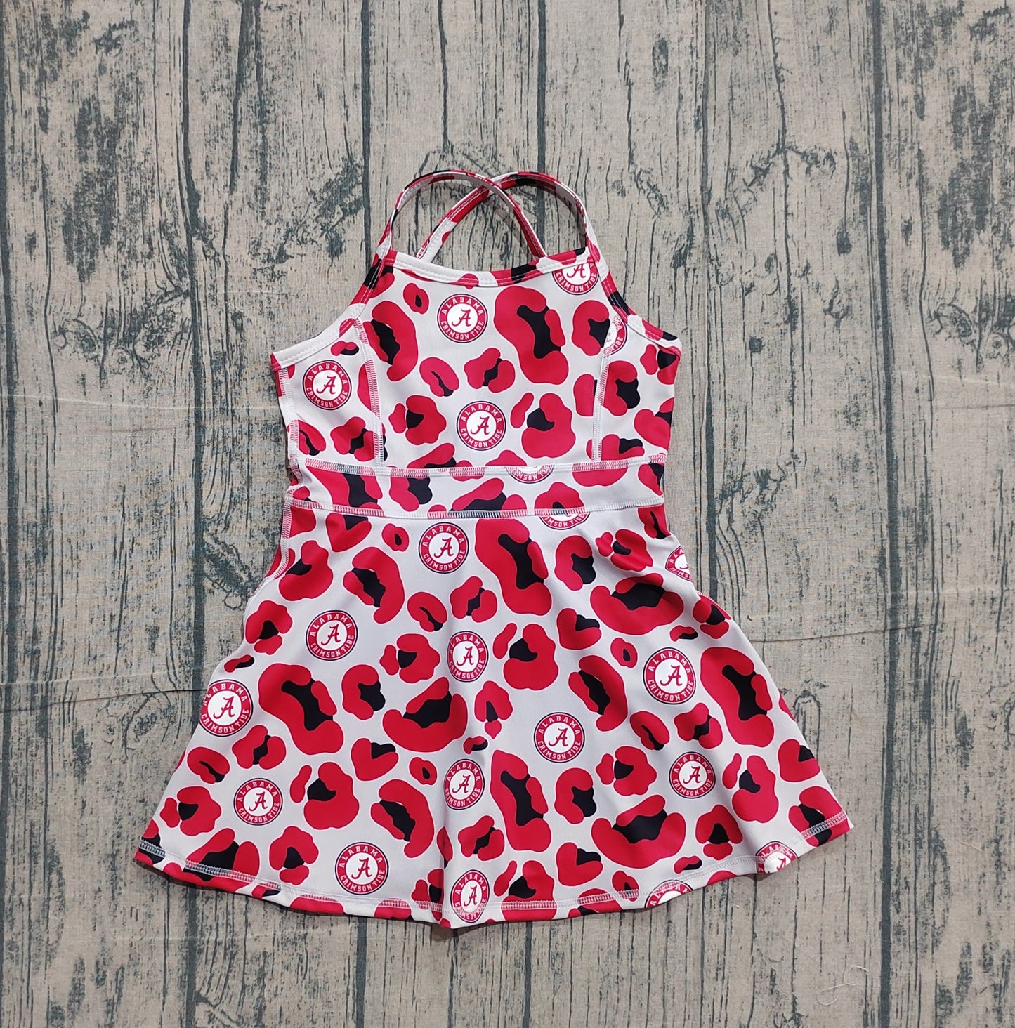 Pre-order no moq GSD3635 pre-order baby girl clothes summer yoga team camouflage red sleeveless dress-26.1.19