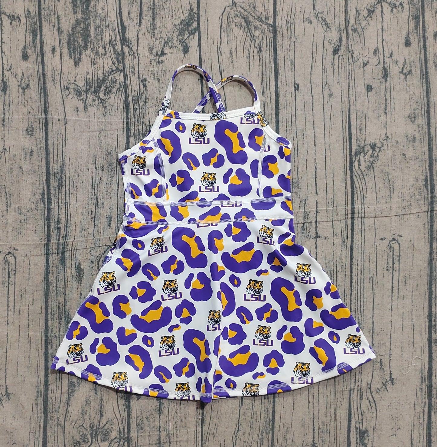 Pre-order no moq GSD3639 pre-order baby girl clothes summer yoga team camouflage sleeveless dress-26.1.19