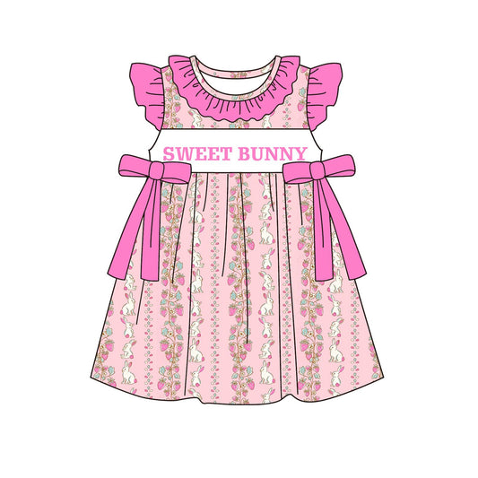 Pre-order no moq GSD3645 pre-order baby girl clothes SWEET BUNNY flying sleeve summer dress-26.1.13