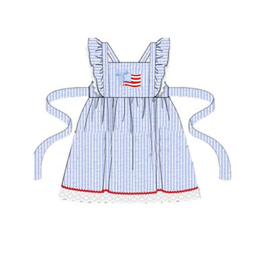 Pre-order no moq GSD3647 pre-order baby girl clothes flag flying sleeve summer dress-26.1.13