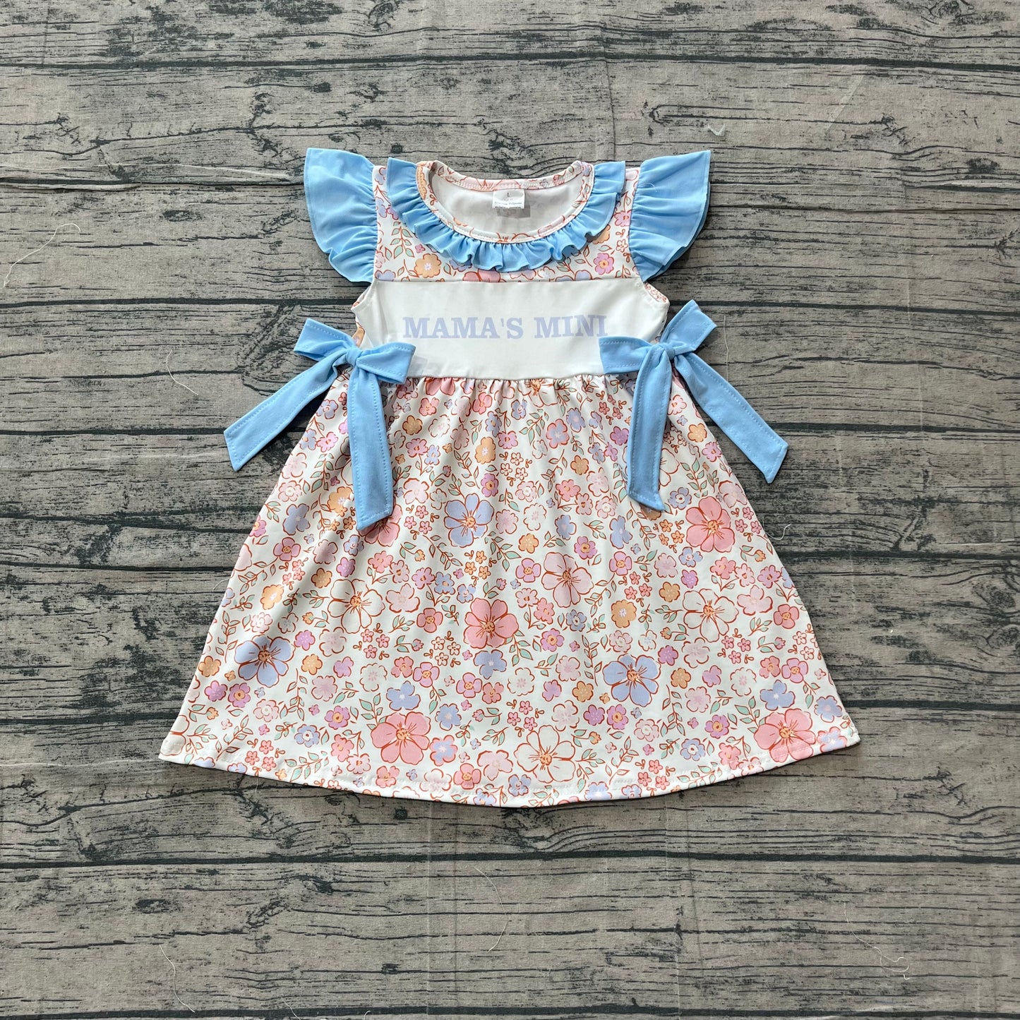 GSD3648 Preorder Sample Baby Girl Flutter Sleeve Mama's Mini Colorful Flowers Knee Length Dresses